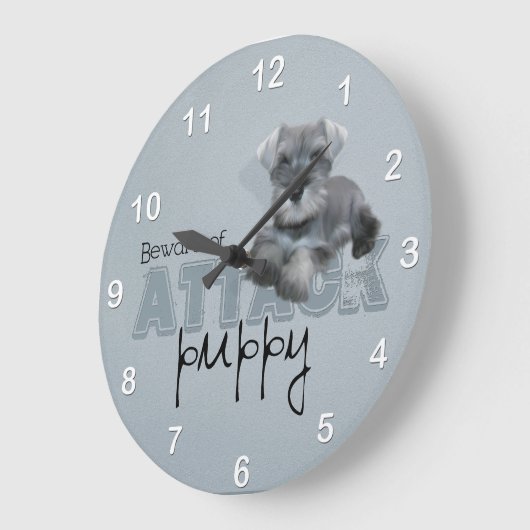 Schnauzer Attack Wall-klok Grote Klok (Hoek)