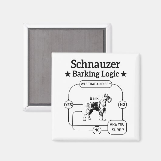 Schnauzer Barking Logic Cool Dog Pet Lover Sarcasm Magneet (Voorkant / Achterkant)