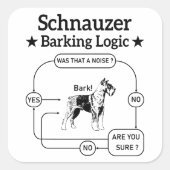 Schnauzer Barking Logic Cool Dog Pet Lover Sarcasm Vierkante Sticker (Voorkant)