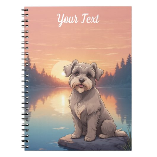 Schnauzer bij het meer notitieboek (Voorkant)
