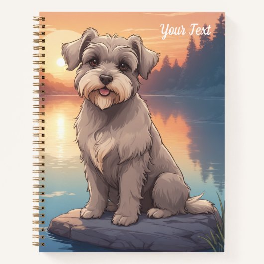 Schnauzer bij het meer notitieboek (Voorkant)