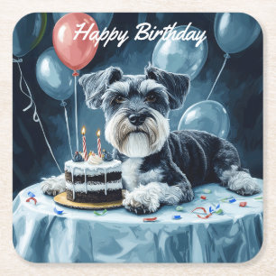 Schnauzer Birthday Kartonnen Onderzetters