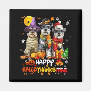 Schnauzer Blij Hallothanksmas Hond Liefhebber Kers Magneet