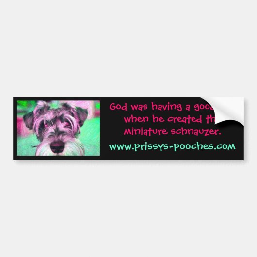 Schnauzer bumpersticker, god had een goede dag bumpersticker (Voorkant)