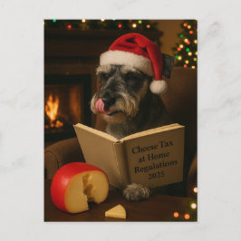 Schnauzer 'Cheese Tax' Christmas postcard Briefkaart