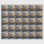 Schnauzer Christmas Boat Holiday Cadeaupapier (Vlak)