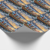 Schnauzer Christmas Boat Holiday Cadeaupapier (Hoek)