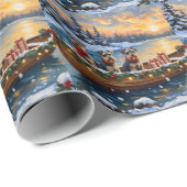 Schnauzer Christmas Boat Holiday Cadeaupapier (Rol Hoek)