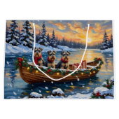 Schnauzer Christmas Boat Holiday Groot Cadeauzakje (Voorkant)