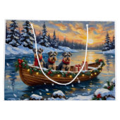 Schnauzer Christmas Boat Holiday Groot Cadeauzakje (Achterkant)