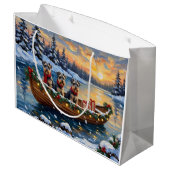 Schnauzer Christmas Boat Holiday Groot Cadeauzakje (Achterkant Gekanteld)