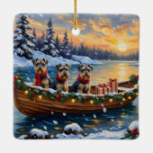 Schnauzer Christmas Boat Holiday Keramisch Ornament (Achterkant)