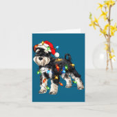 Schnauzer Christmas Dog Christmas Lights Santa Hat Kaart (Gele Bloem)