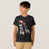 Schnauzer Christmas Dog Christmas Lights Santa Hat T-shirt (Voorkant volledig)