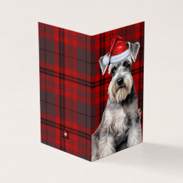 Schnauzer Christmas Dog with Red Holiday Plaid Kaart