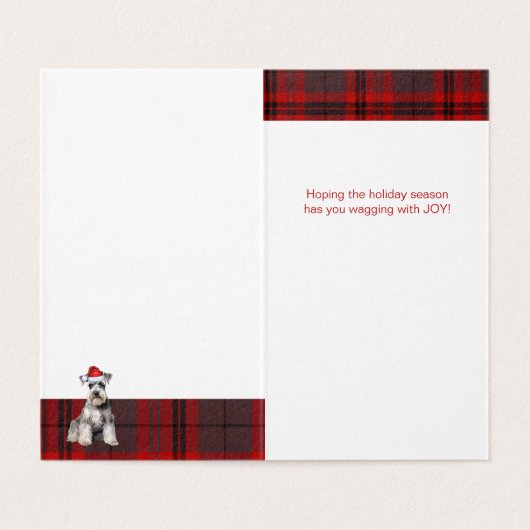 Schnauzer Christmas Dog with Red Holiday Plaid Kaart (Binnenkant ongevouwen)