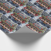 Schnauzer Christmas Red Truck Holiday Cadeaupapier (Hoek)