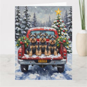 Schnauzer Christmas Red Truck Holiday Kaart (Voorkant)