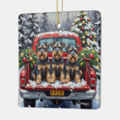 Schnauzer Christmas Red Truck Holiday Keramisch Ornament (Links)