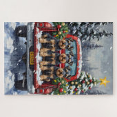 Schnauzer Christmas Red Truck Holiday Legpuzzel (Horizontaal)