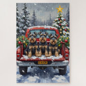 Schnauzer Christmas Red Truck Holiday Legpuzzel (Verticaal)