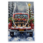 Schnauzer Christmas Red Truck Holiday Medium Cadeauzakje (Voorkant)