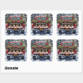 Schnauzer Christmas Red Truck Holiday Vierkante Sticker (Vel)