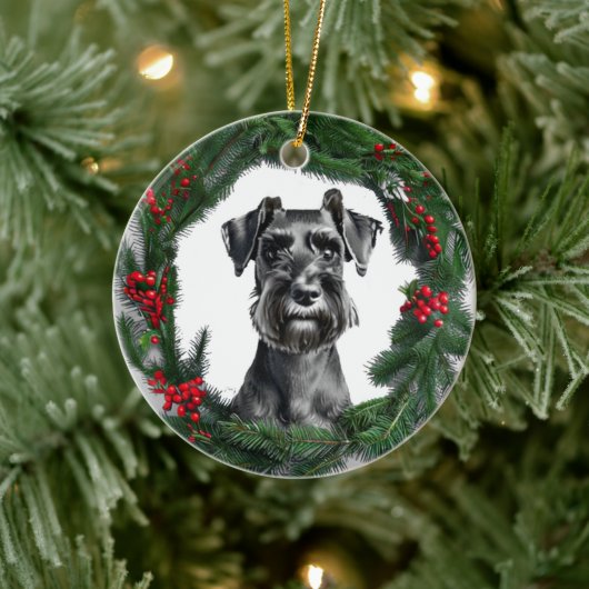 Schnauzer Christmas Wreath Ornament (Boom)