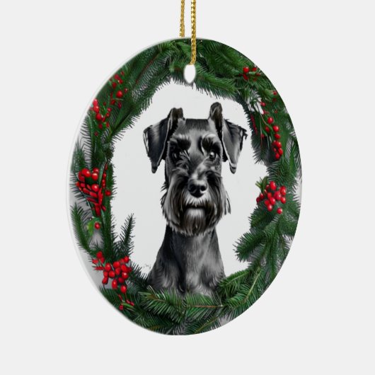 Schnauzer Christmas Wreath Ornament (Rechts)