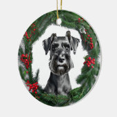 Schnauzer Christmas Wreath Ornament (Links)