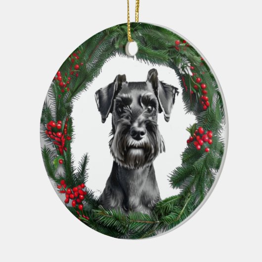 Schnauzer Christmas Wreath Ornament (Links)
