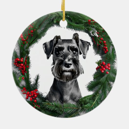 Schnauzer Christmas Wreath Ornament (Achterkant)