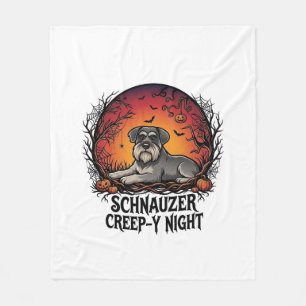 Schnauzer Creep Night Halloween Pompoenen Vleermui Fleece Deken