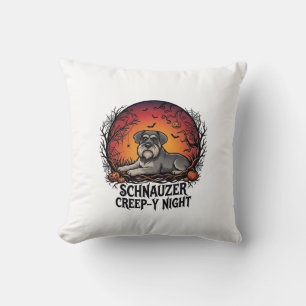 Schnauzer Creep Night Halloween Pompoenen Vleermui Kussen