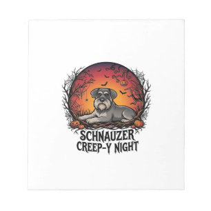 Schnauzer Creep Night Halloween Pompoenen Vleermui Notitieblok