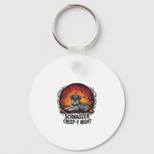 Schnauzer Creep Night Halloween Pompoenen Vleermui Sleutelhanger