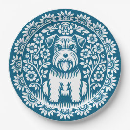 Schnauzer Custom Kleur Victoriaans Bloemen Papieren Bordje