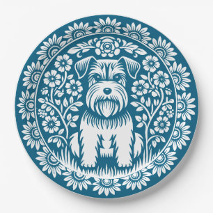 Schnauzer Custom Kleur Victoriaans Bloemen Papieren Bordje