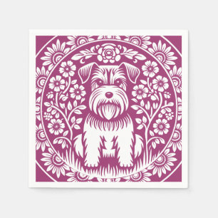 Schnauzer Custom Kleur Victoriaans Bloemen Servet