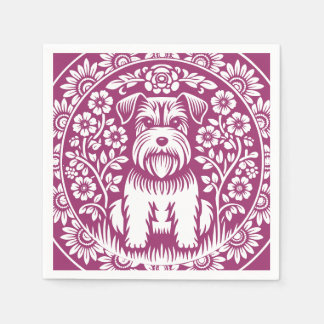 Schnauzer Custom Kleur Victoriaans Bloemen Servet