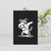 Schnauzer Cute Dabbing Funny Dab Dance Gift Bedankkaart (Staand voorkant)