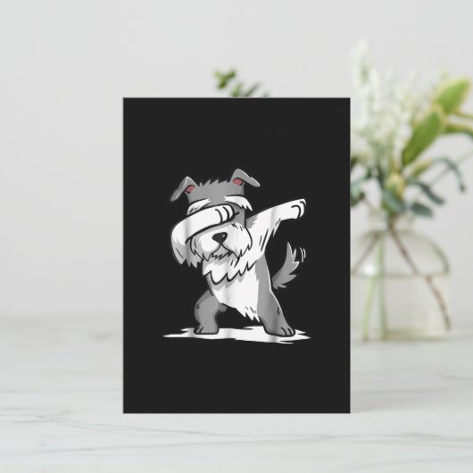 Schnauzer Cute Dabbing Funny Dab Dance Gift Bedankkaart (Staand voorkant)