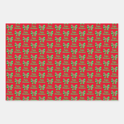 Schnauzer Cute Kerstmis Dog en Bow 3 Kleur Inpakpapier Vel (Voorkant)