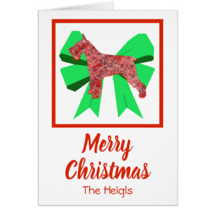 Schnauzer Cute Kerstmis Dog & Green Bow Card