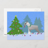 Schnauzer Decoreert kerstbomen in het bos Feestdagenkaart (Voorkant / Achterkant)