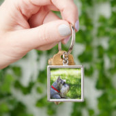 Schnauzer die in het gras ligt sleutelhanger (Hand)