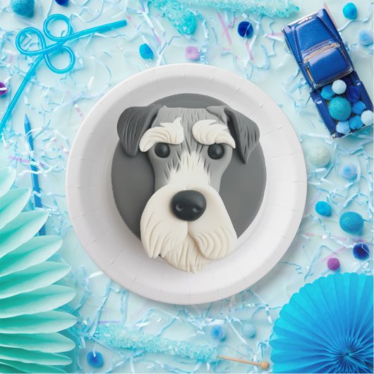 Schnauzer Dog 3D geïnspireerd Papieren Bordje