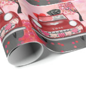 Schnauzer Dog Auto met hart Valentijnse Cadeaupapier (Rol Hoek)