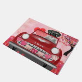 Schnauzer Dog Auto met hart Valentijnse Deurmat (Schuin)