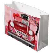 Schnauzer Dog Auto met hart Valentijnse Groot Cadeauzakje (Achterkant Gekanteld)